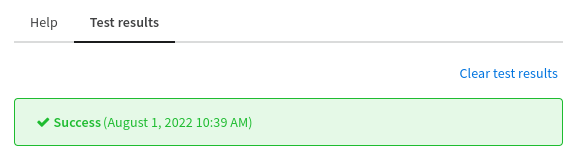 Test configuration, example of sucessfull test
