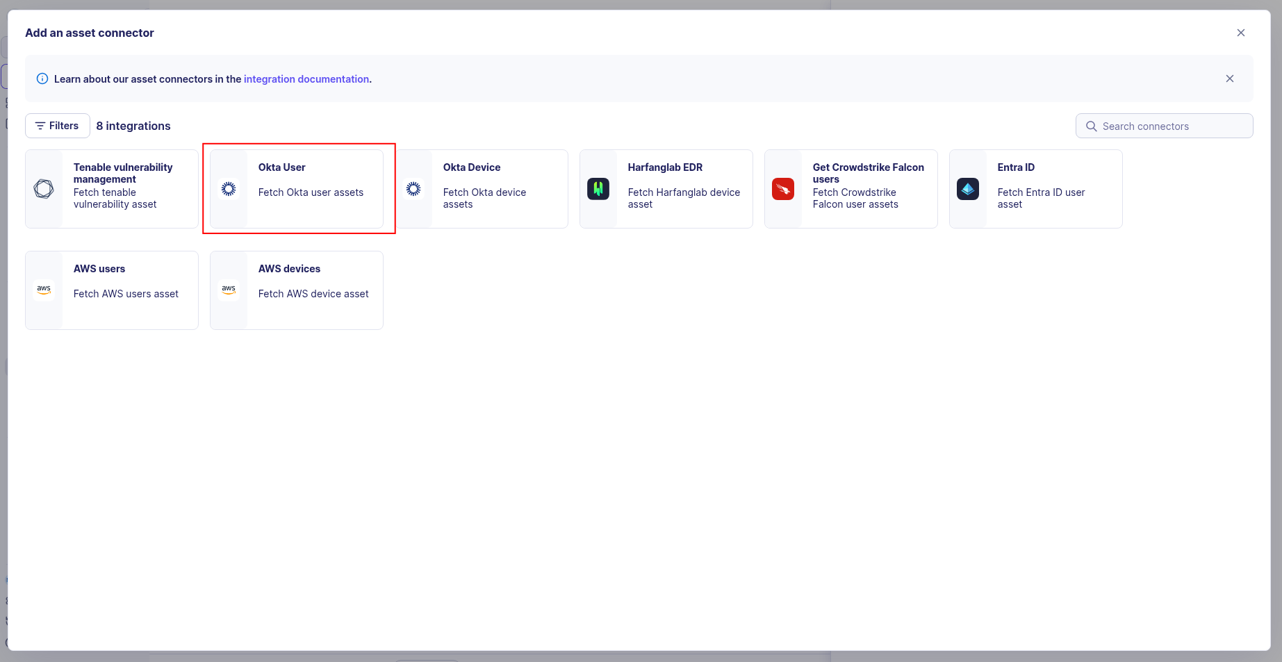 Okta User connector configuration form
