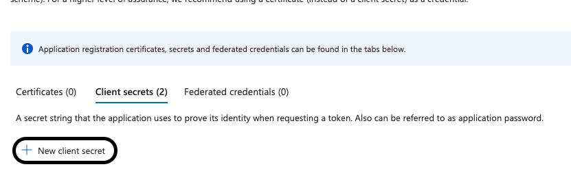 Client secret button