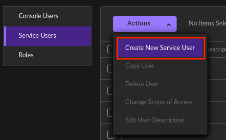 Create New Service User