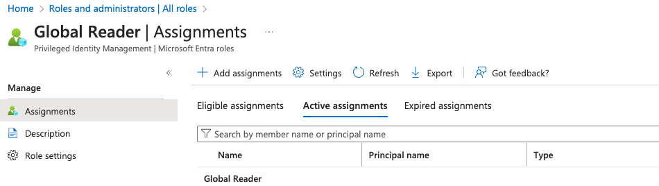App registrations button