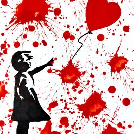 Umberto Alizzi (aka Dr Love), Hope by Dr Love (Banksy tribute), Peinture Umberto Alizzi (aka Dr Love), Hope by Dr Love (Banksy tribute), Peinture
