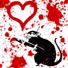 Umberto Alizzi (aka Dr Love), Love rat (tribute to Banksy), Painting Umberto Alizzi (aka Dr Love), Love rat (tribute to Banksy), Painting