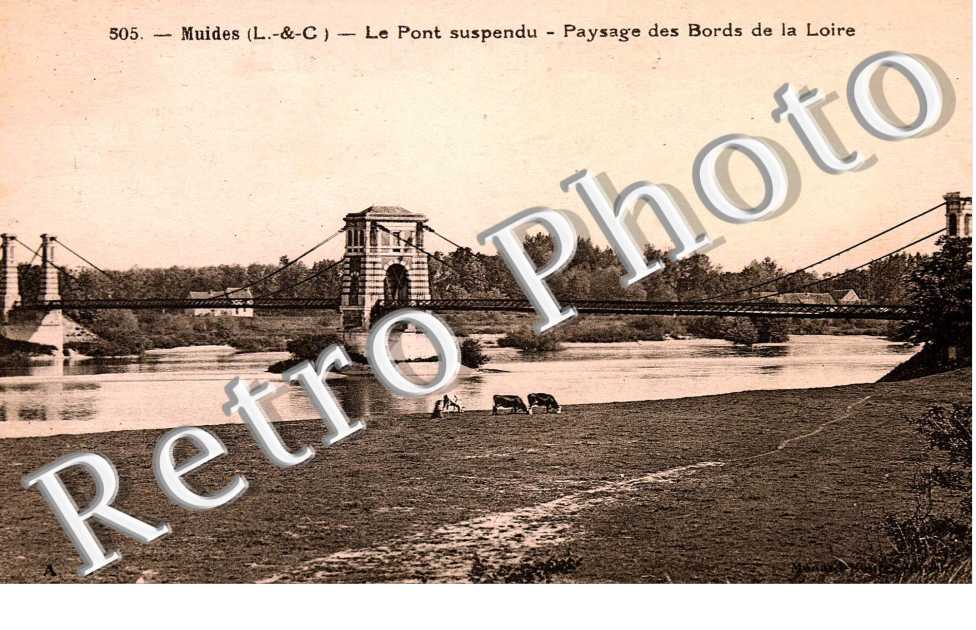 le pont suspendu, paysage des bords de la Loire