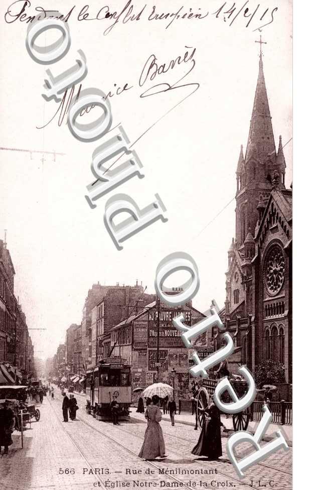 Rue de Menilmontant et Eglise Notre Dame de la Croix