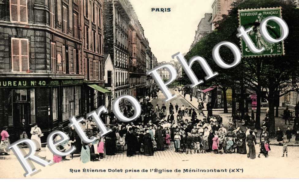 Rue Etienne Dolet prise de l'Eglise de Menilmontant