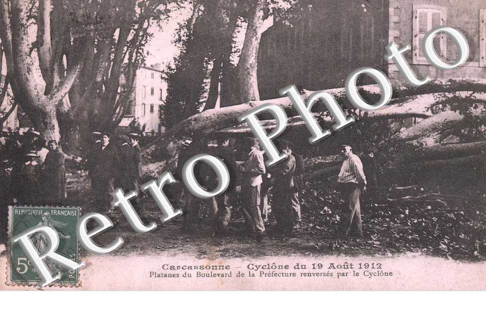 cyclone du 19 aout 1912 - platanes du boulevard de la prefecture renverses par le cyclone