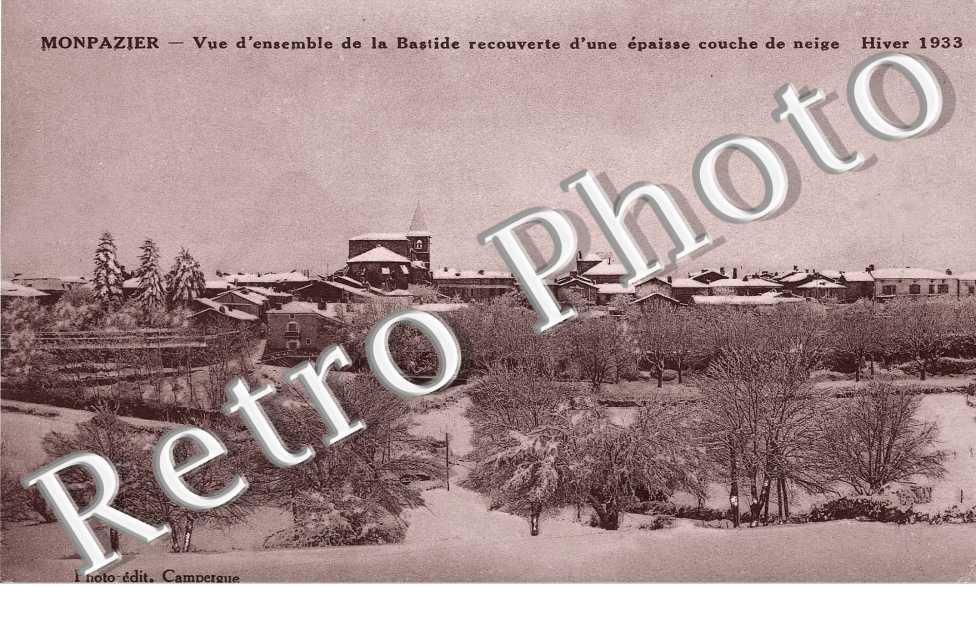 Vue d&#039;ensemble de la Bastide recouverte d&#039;une couche de neige - hiver 1933
