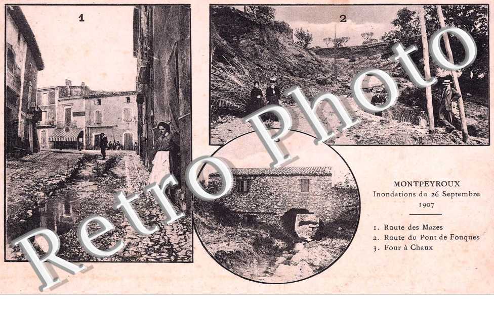 Inondation du 26 septembre 1907 - route des Mazes - route du pont de Fouques - four a chaux