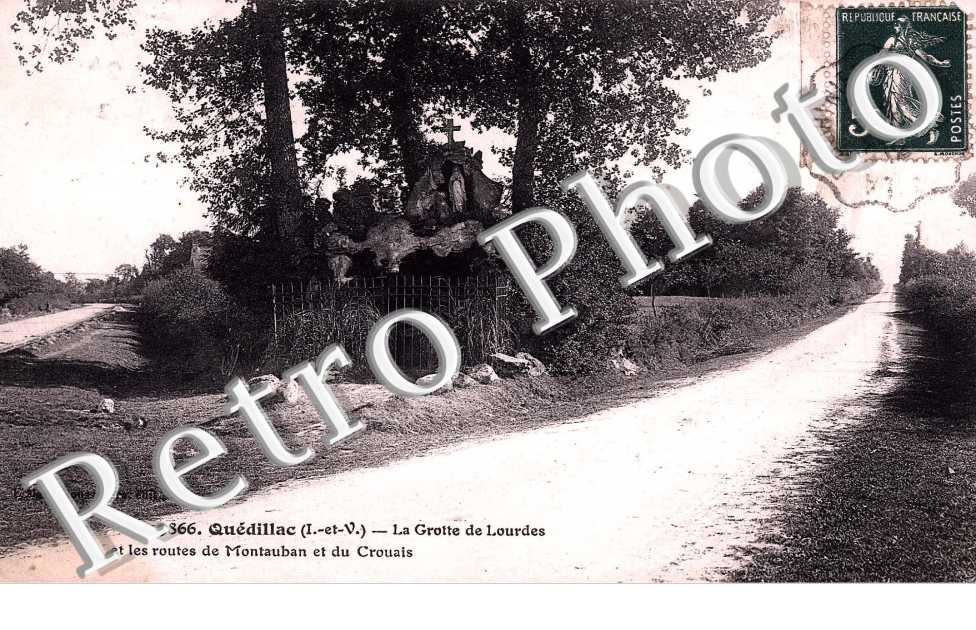 La grotte de Lourdes et les routes de Montauban et du Crouais
