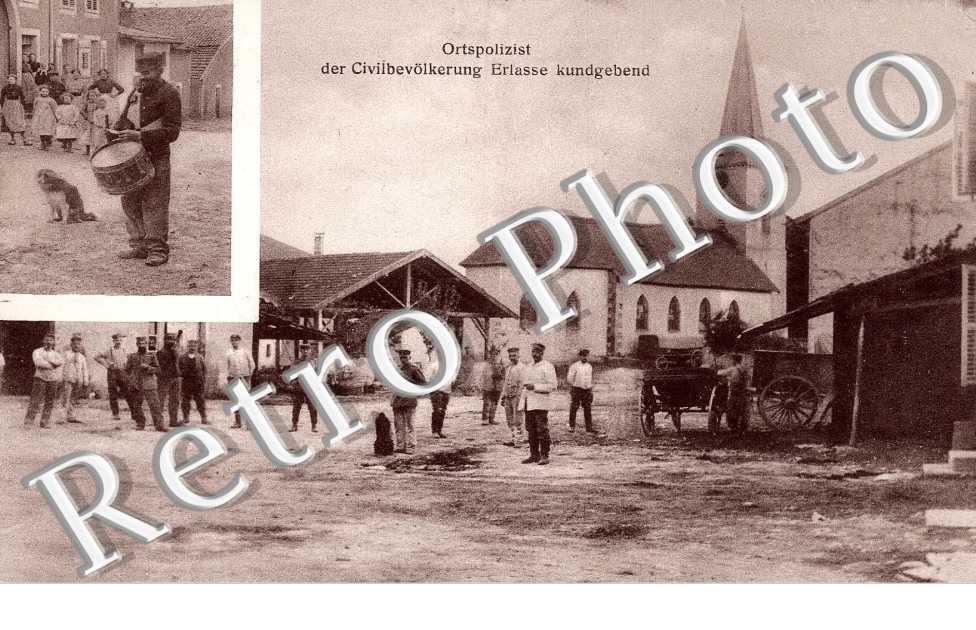 Ortspolizist der Civilbevolkerung Erlasse kundgebend