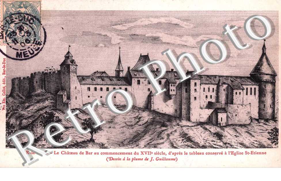 Le chateau de Bar, XVII siecle, dessin a la plume