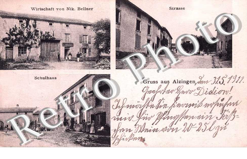 Wirtschaft von Nik. Bellner - Strasse - Schulhaus