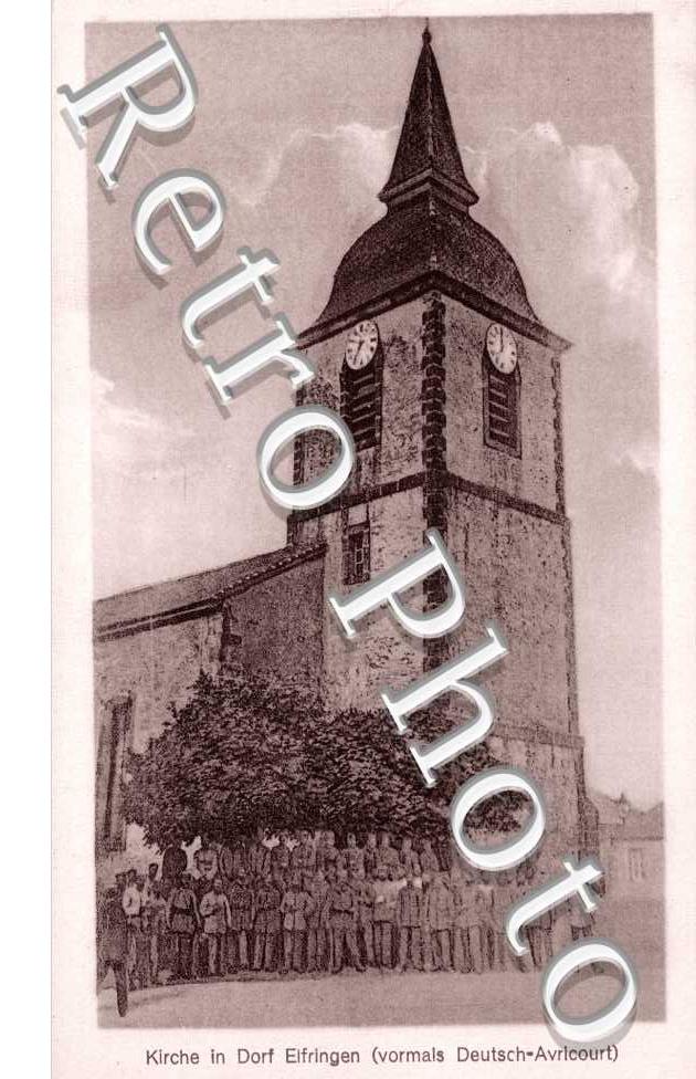 Kirche in Dorf Elfringen vomrlas Deutsch-Avricourt