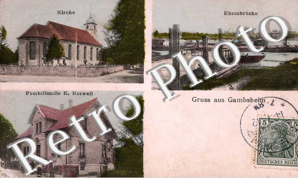 Kirhce, Posthilfstelle, Rheinbrucke