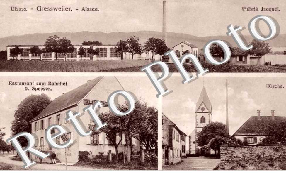 Restaurant zum Bahnhof, Kirche, Fabrik Jacquel