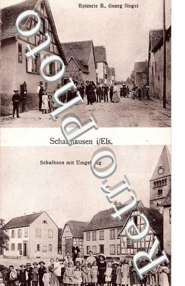 Epicerie, E. Georg Siegel, Schulhaus mit Umgebung
