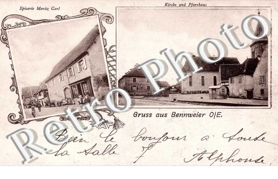 Gruss aus ... Epicerie Moritz Carl - Kirche und Pfarrhaus