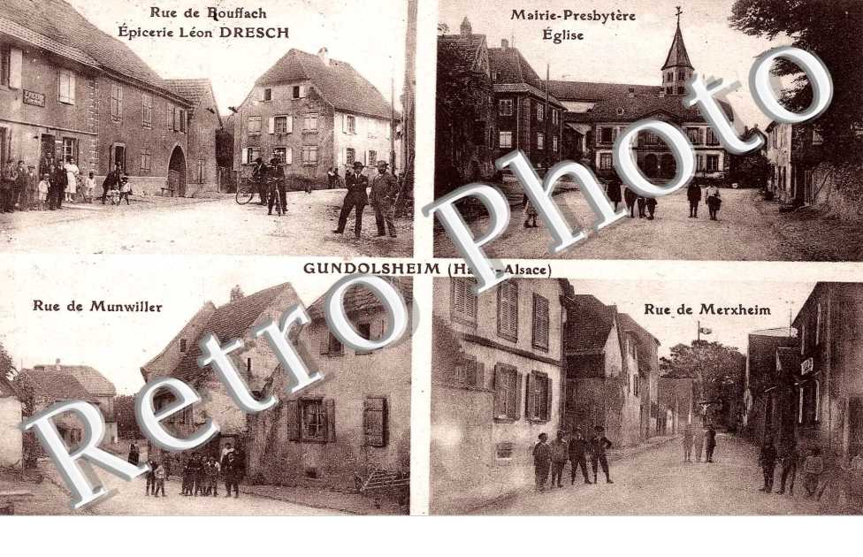rue de Rouffach  Epicerie Leon Dresch - Rue de Munwiller - Rue de Merxheim - mairie Presbytere Eglise