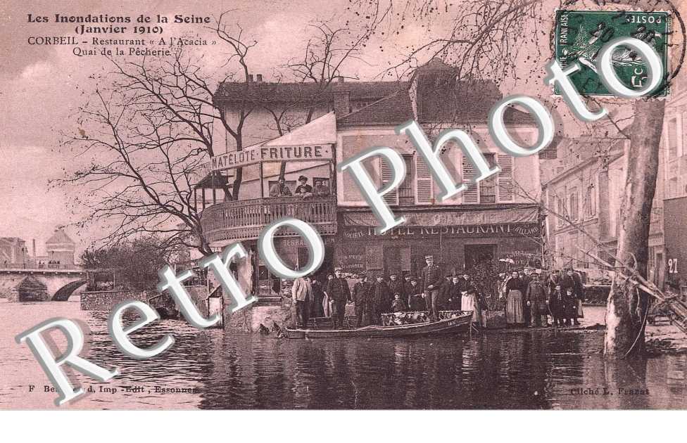Restaurant A l&#039;Acacia - Quai de la pecherie inondations janvier 1910