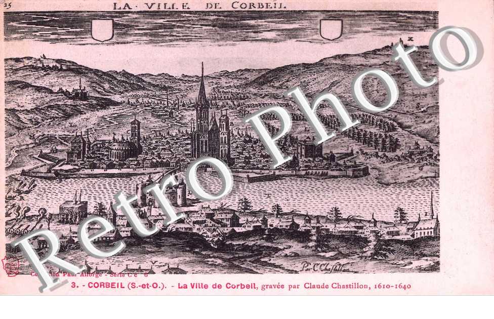 La ville de Corbeil gravee par C. Chastillon