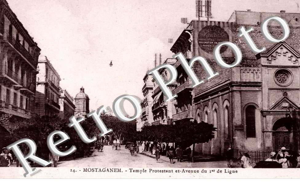 Temple protestant et avenue du 1er de Ligne