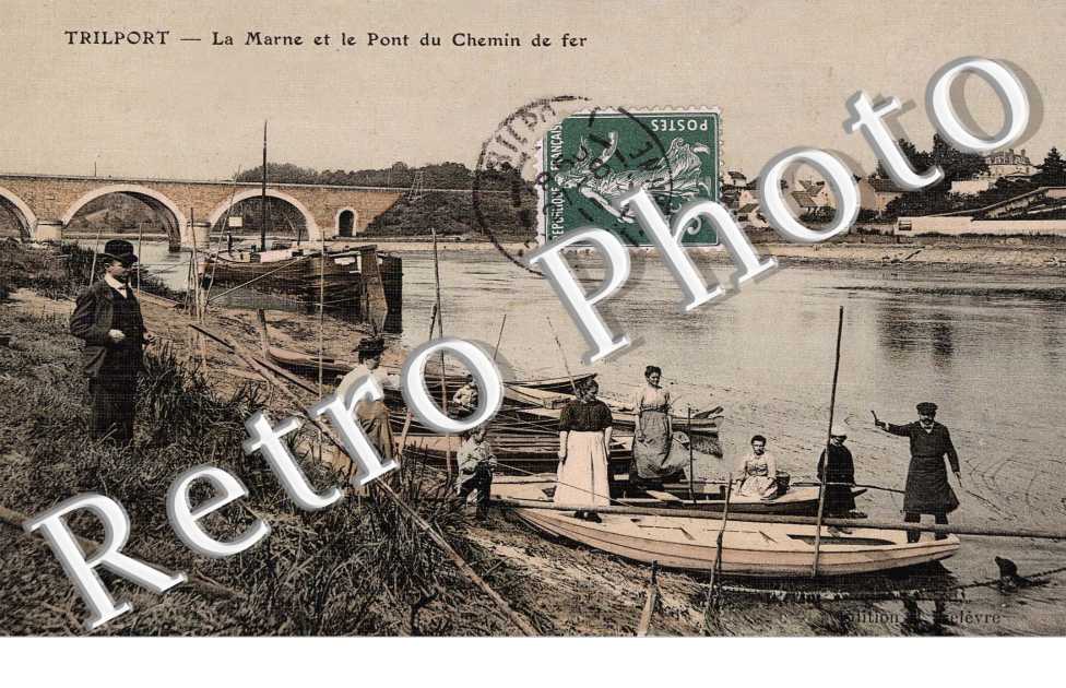 La Marne et le pont de chemin de fer (toilee couleur)