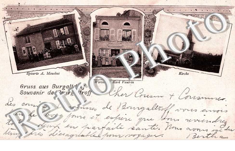 Wirtschaft Karl Vautrin, Epicerie A. Mouchot, Kirche