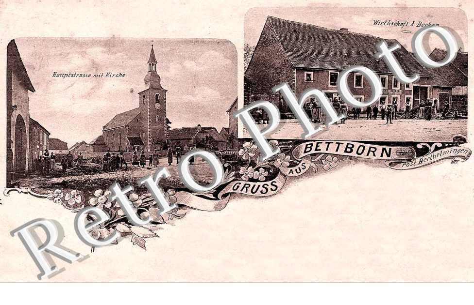 Hauptstrasse mit Kirche, Wirtschaft A. becker