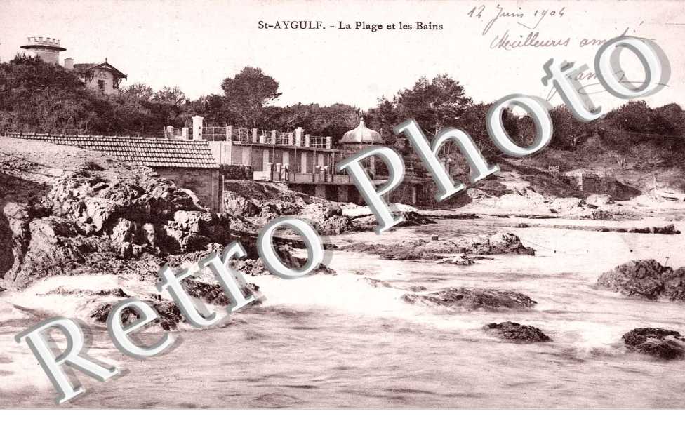 La plage  et les bains  " 12 JUIN 1904 "