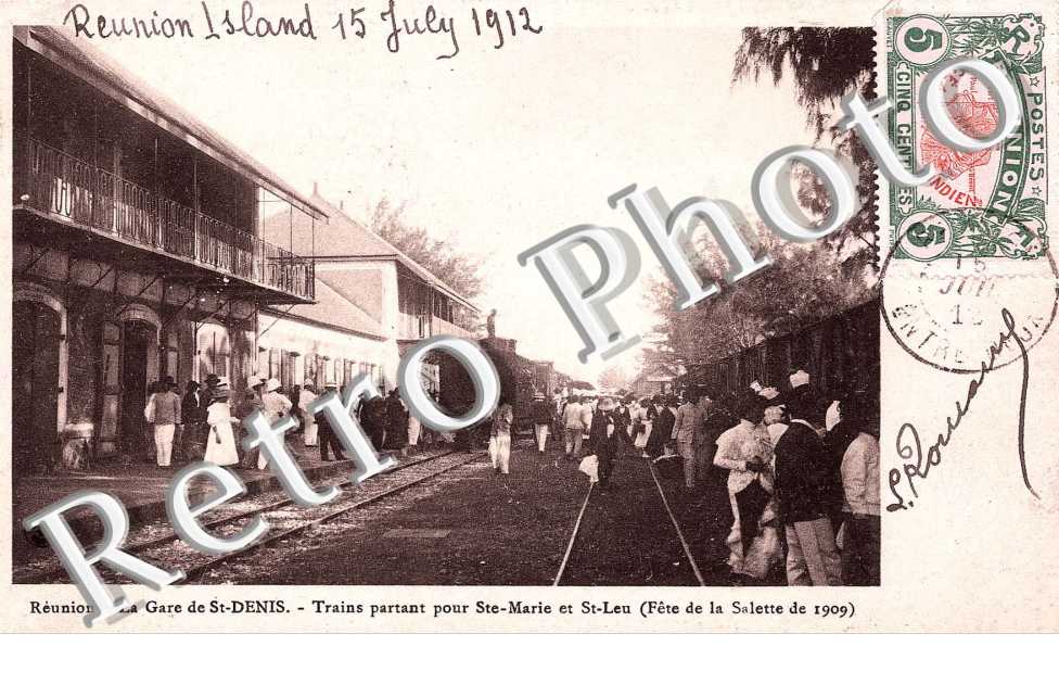 la gare trains partant pour sainte marie et saint-leu (fete de la salette de 1909)
