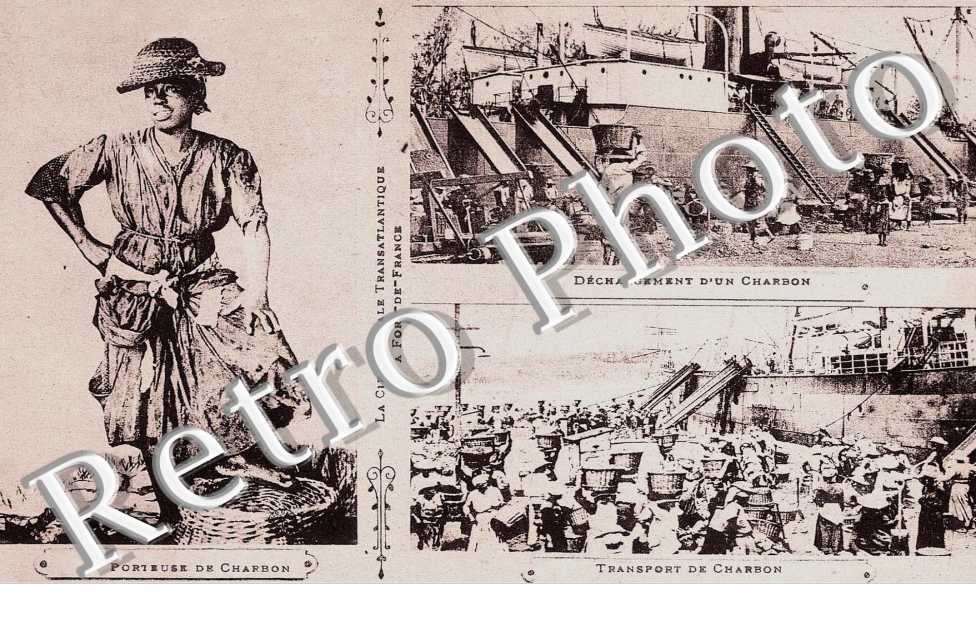 PORTEUSE DE CHARBON, DECHARGEMENT DU CHARBON, TRANSPORT DE CHARBON