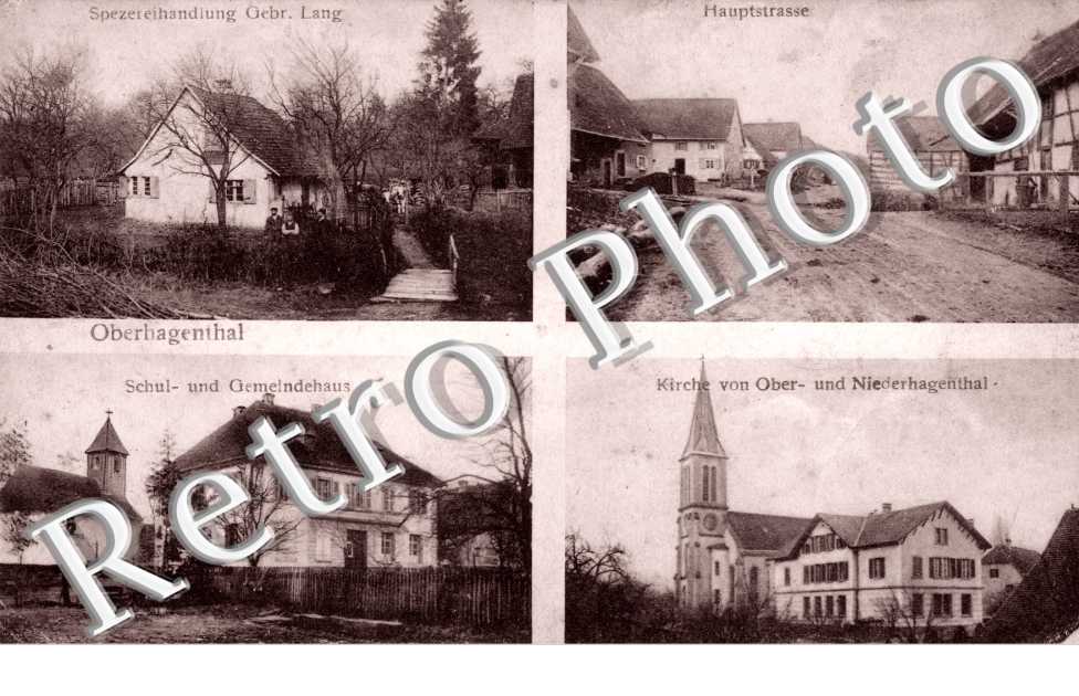 Hauptstrasse -  spezereihandlung Gebr. Lang - Schul- und Gemeindehaus - Kirche