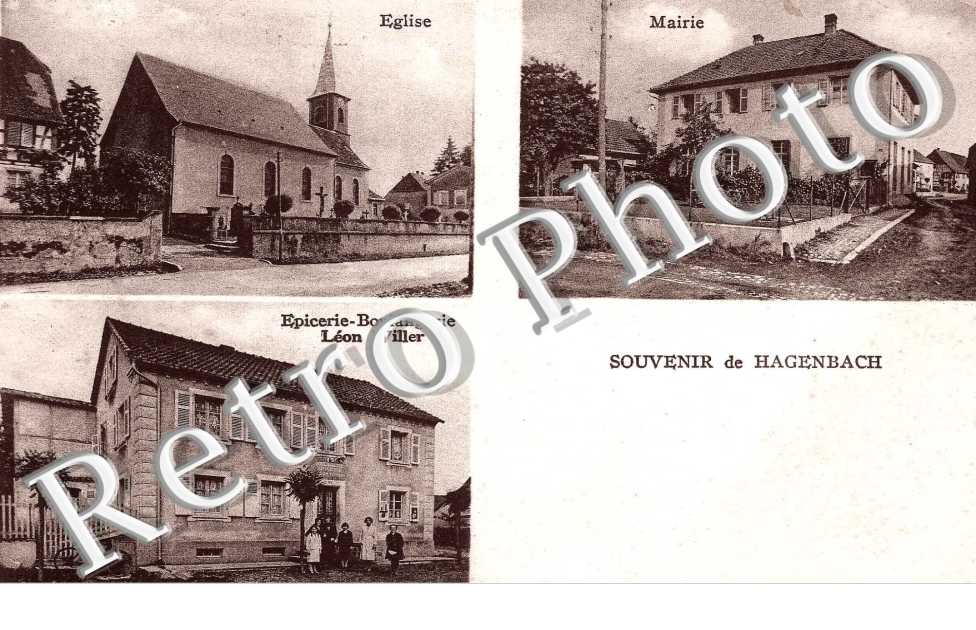 eglise - mairie - epicerie boulangerie Leon Willer