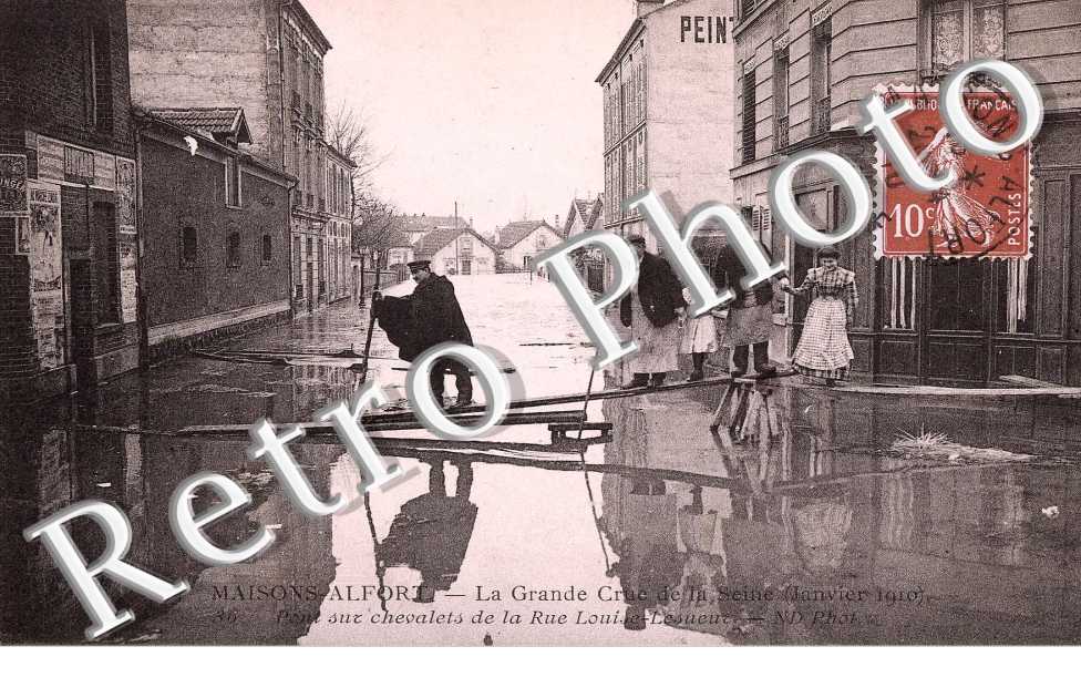 La grande crue de la Seine janvier 1910 - Rue Louise Lesueur