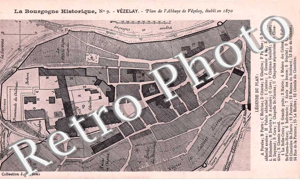 Plan de l'abbaye de Vezelay etabli en 1870