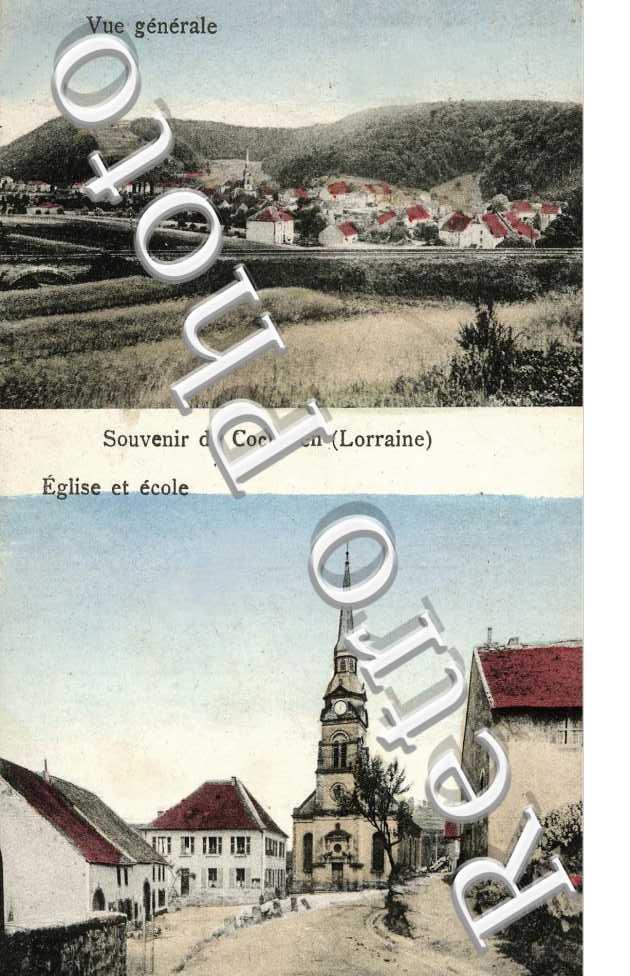 Vue Generale, Eglise et Ecole, Souvenir de Cocheren