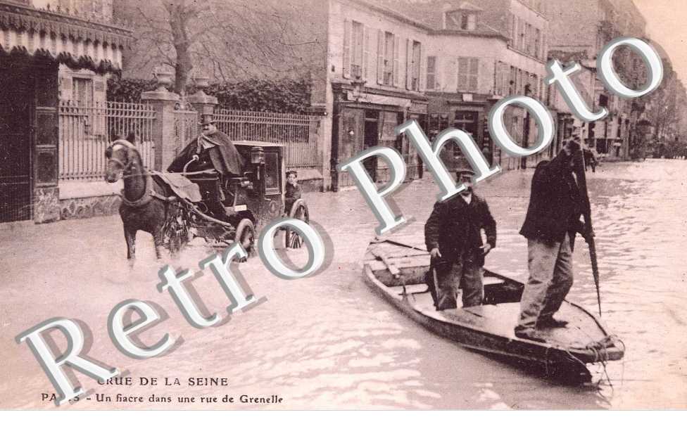 Crue de la Seine -Un Fiacre dans une rue de Grenelle