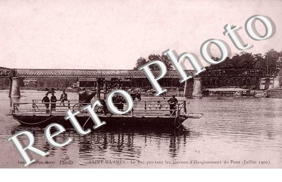 Le bac pendant les travaux d&#039;elargissement du pont 1909