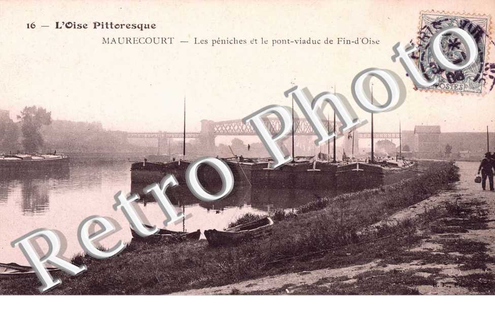 Les peniches et le Pont viaduc de Fin d&#039;Oise