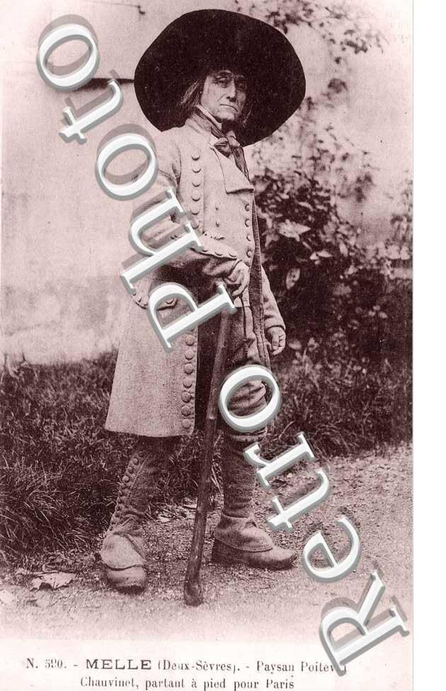 paysan poitevin, chauvinet partant a pied pour paris
