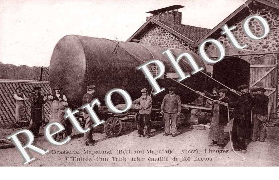 Brasserie Mapataud entree d&#039;un tank en acier emaille