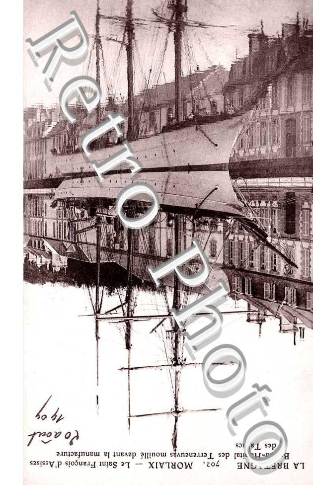 le saint francois d&#039;assises, bateau hopital des terreneuvas mouillee devant la manufacture des tabacs