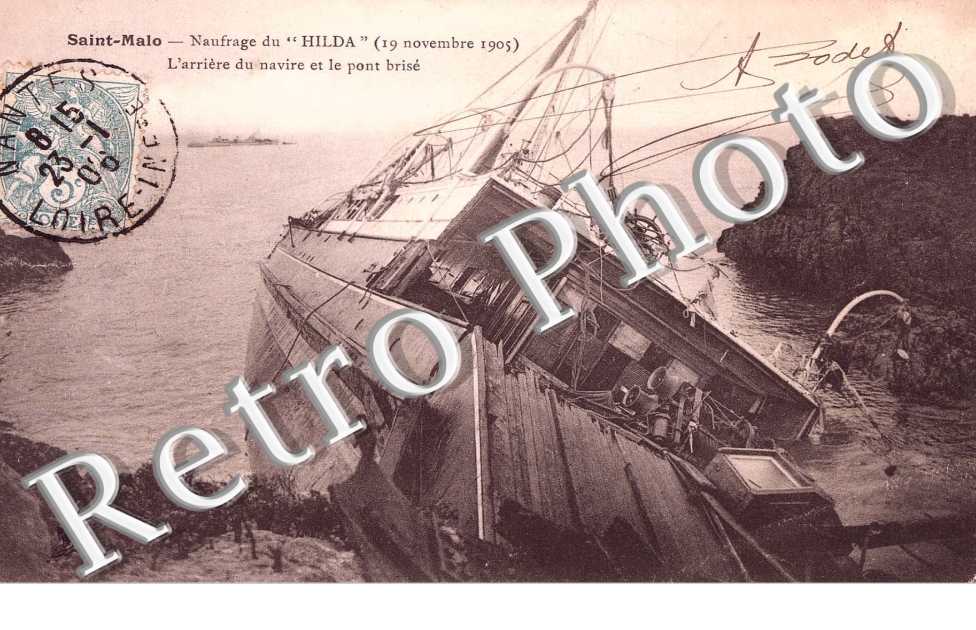 naufrage du Hilda (19 novembre 1905) L'arriere du navire et le pont brise
