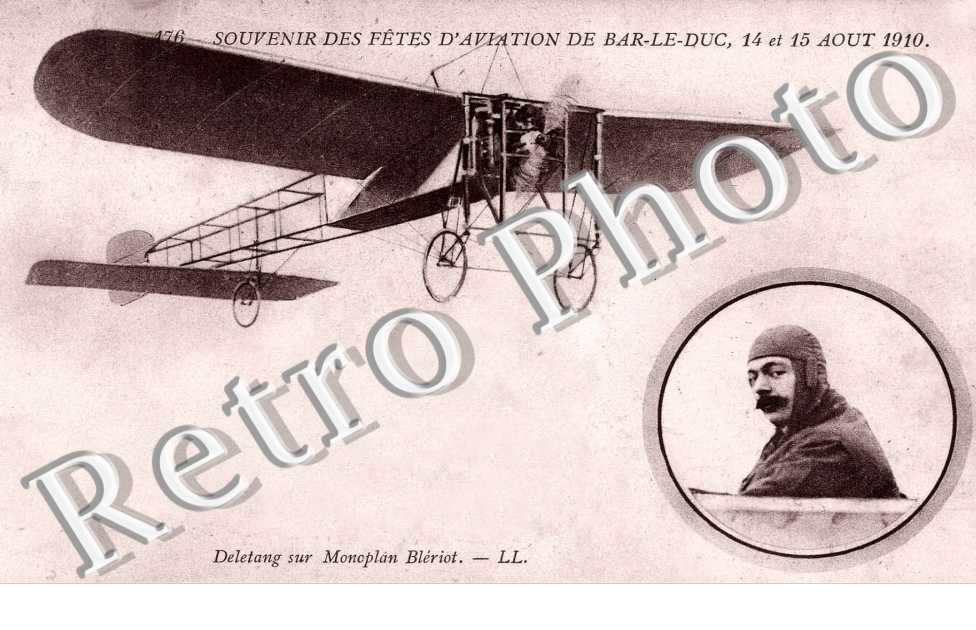 souvenir des fetes d'aviation 14 et 15 aout 1910 Deletang sur Monoplan Bleriot