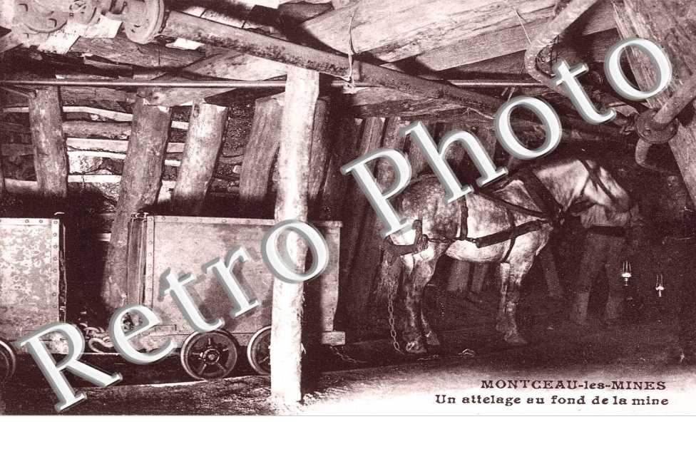 UN  ATTELAGE AU FOND DE LA MINE 