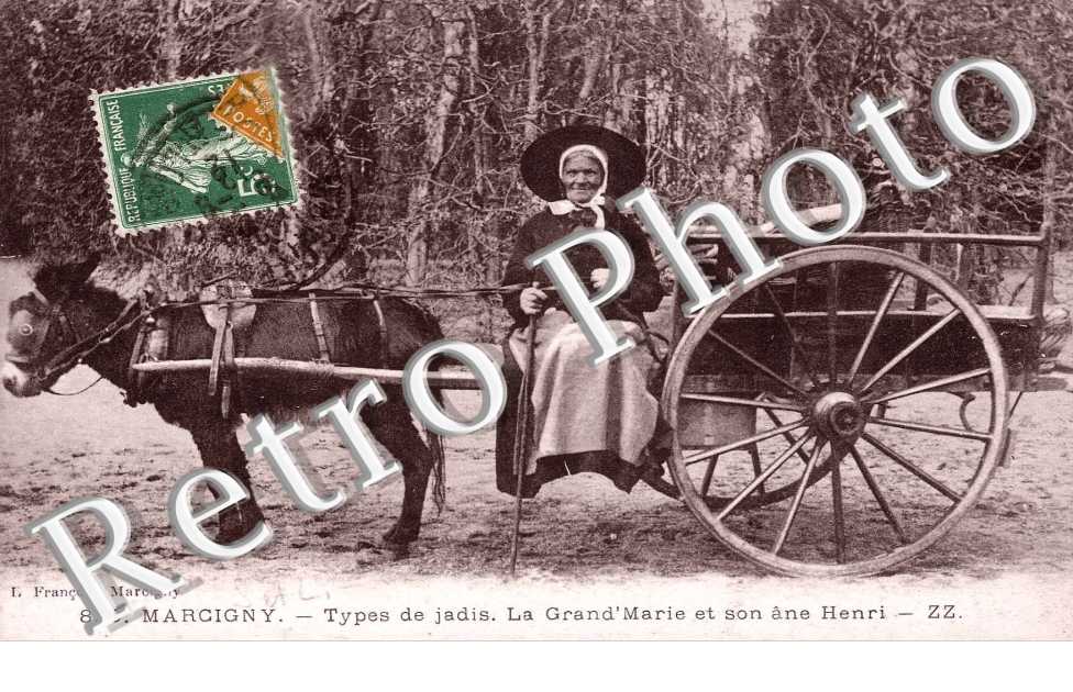 Types de jadis - La grand Marie et son ane Henri - attelage d&#039;ane