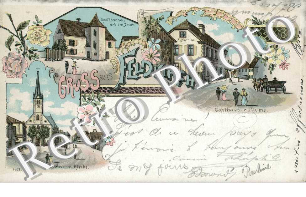 strasse mit kirche Gasthaus z. Blume  Schlosschen erb. im 1604
