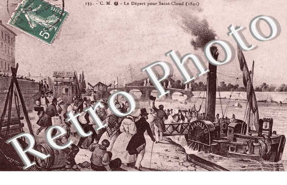 Le depart pour Saint Cloud - carte style dessin