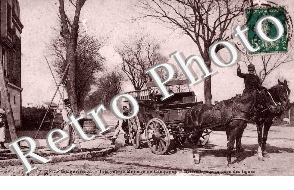 Telegraphie militaire de campagne - Materiel pour la pose des lignes - Attelage de chevaux